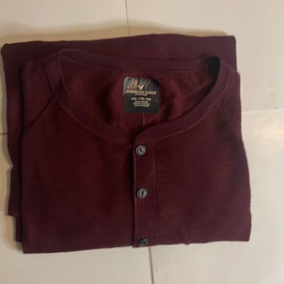 American eagle mens long sleeve maroon 1/4 button soft tee size xxl - Picture 1 of 14